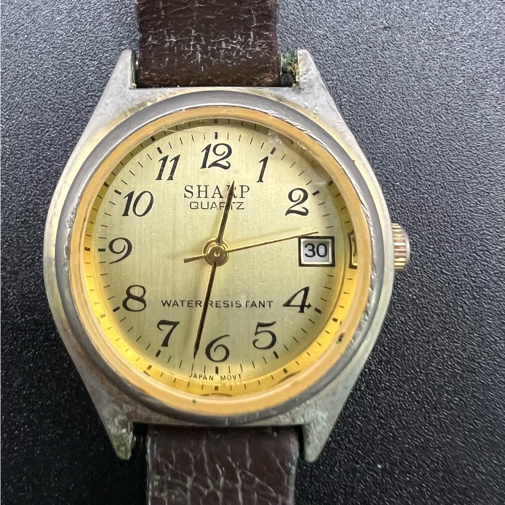Sharp Quartz Gold and Brown Watch